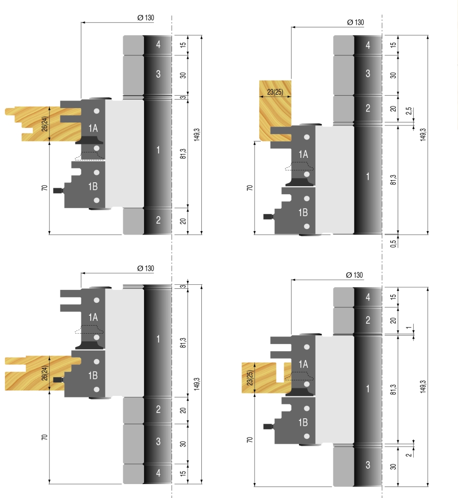 Wendeplatten-Werkzeug für Innen-Türen 170x81,3x30xZ=2 S=2 I=2